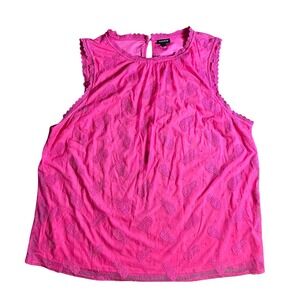 Torrid‎ Hot Pink Pineapple Embroidered Mesh Sleeveless Blouse Top Plus Size 3X